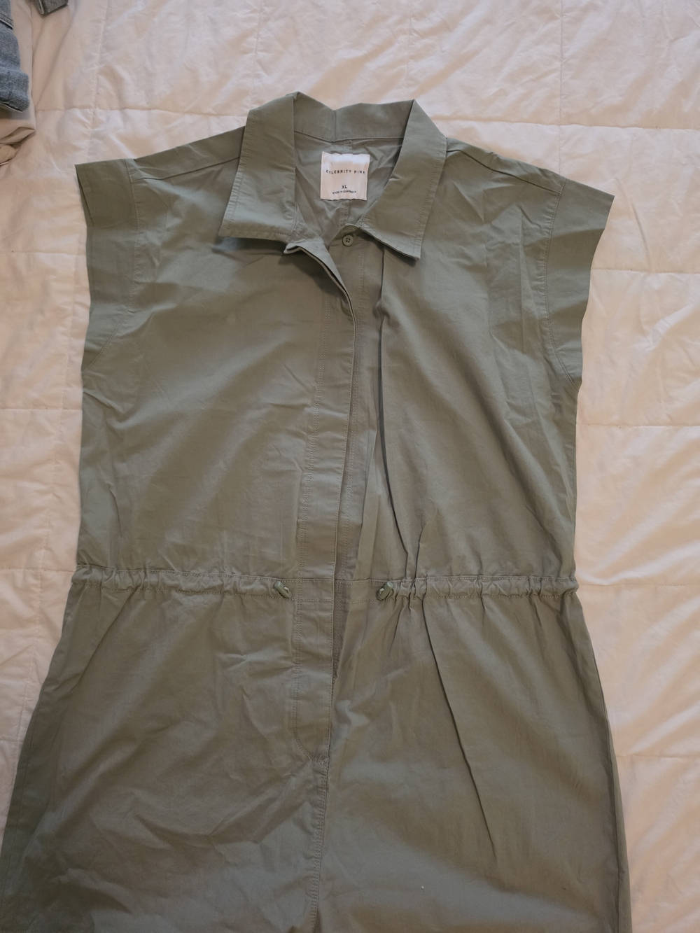 Celebrity Pink Olive Drawstring Sleeveless Utility Jacket